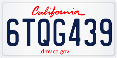 CA license plate 6TQG439