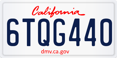 CA license plate 6TQG440