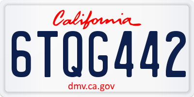 CA license plate 6TQG442