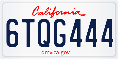 CA license plate 6TQG444