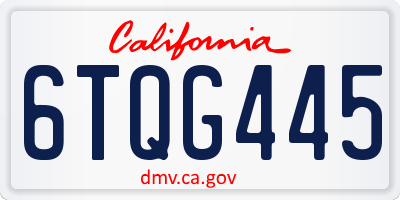 CA license plate 6TQG445