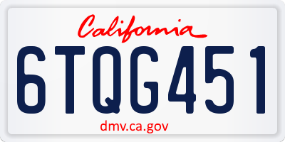 CA license plate 6TQG451