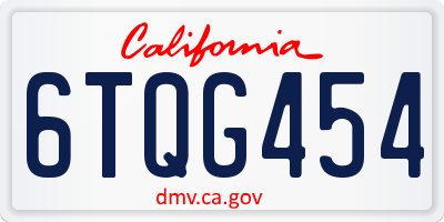 CA license plate 6TQG454