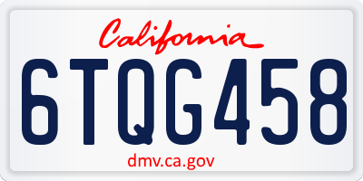 CA license plate 6TQG458