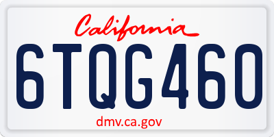 CA license plate 6TQG460