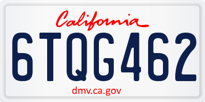 CA license plate 6TQG462