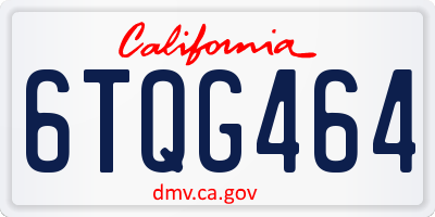 CA license plate 6TQG464