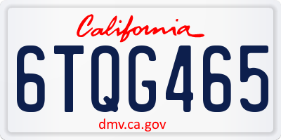 CA license plate 6TQG465