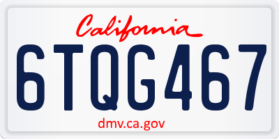 CA license plate 6TQG467