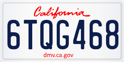 CA license plate 6TQG468