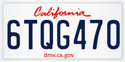 CA license plate 6TQG470