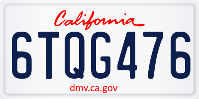 CA license plate 6TQG476