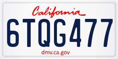 CA license plate 6TQG477