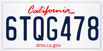 CA license plate 6TQG478