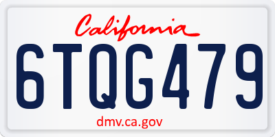 CA license plate 6TQG479