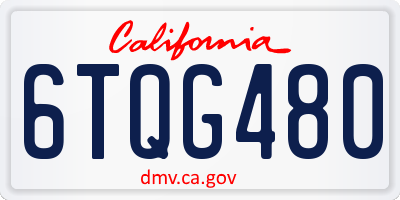 CA license plate 6TQG480