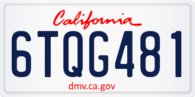 CA license plate 6TQG481