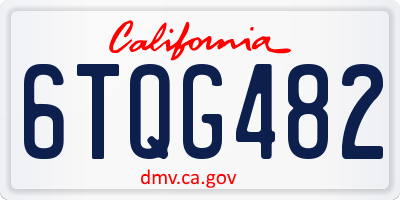 CA license plate 6TQG482