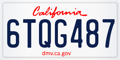 CA license plate 6TQG487