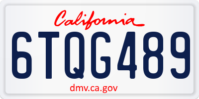 CA license plate 6TQG489