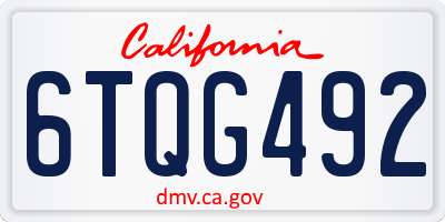 CA license plate 6TQG492