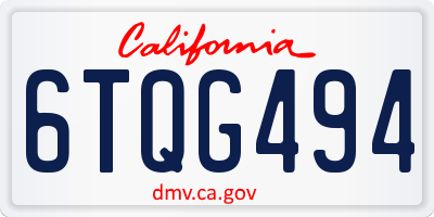 CA license plate 6TQG494