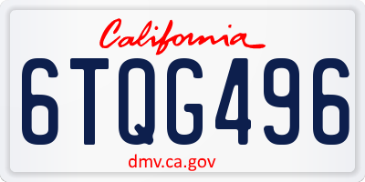 CA license plate 6TQG496