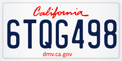 CA license plate 6TQG498