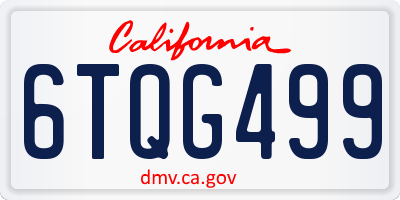 CA license plate 6TQG499