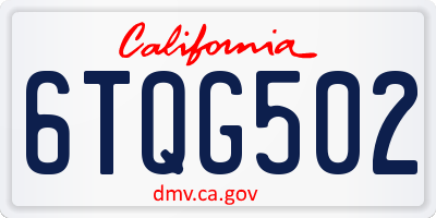 CA license plate 6TQG502