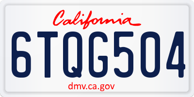 CA license plate 6TQG504