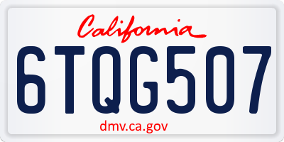 CA license plate 6TQG507