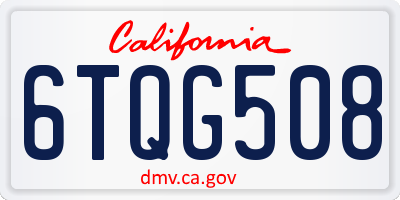 CA license plate 6TQG508