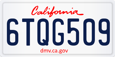 CA license plate 6TQG509