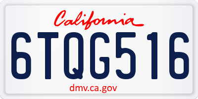 CA license plate 6TQG516