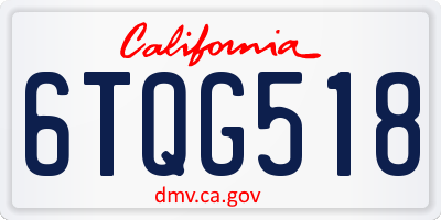 CA license plate 6TQG518