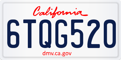 CA license plate 6TQG520