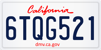 CA license plate 6TQG521