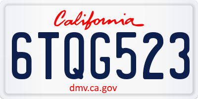 CA license plate 6TQG523