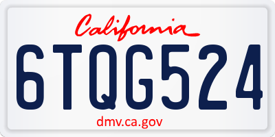CA license plate 6TQG524