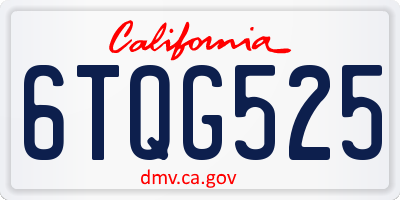 CA license plate 6TQG525