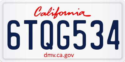 CA license plate 6TQG534