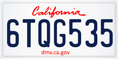 CA license plate 6TQG535