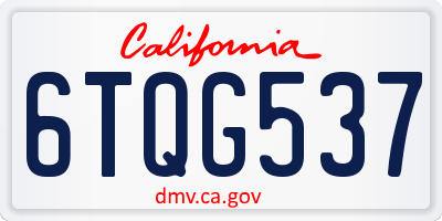 CA license plate 6TQG537