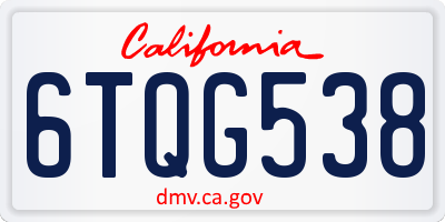 CA license plate 6TQG538