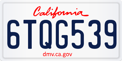 CA license plate 6TQG539