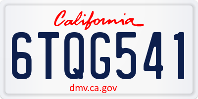 CA license plate 6TQG541