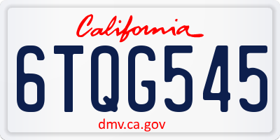 CA license plate 6TQG545