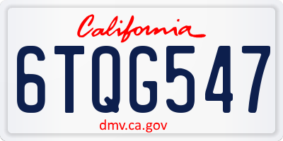 CA license plate 6TQG547