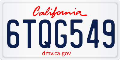 CA license plate 6TQG549